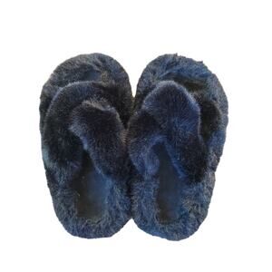 Plush Fluffy Slippers, Size M, Black, Soft, Slip-On